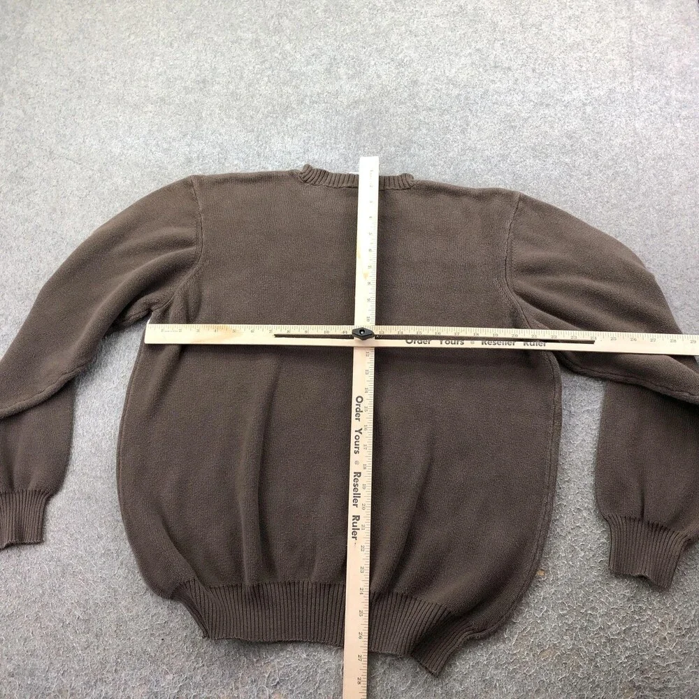 Vintage Old Navy Sweater Mens XL Brown Striped Knit Crewneck Logo Casual Basic